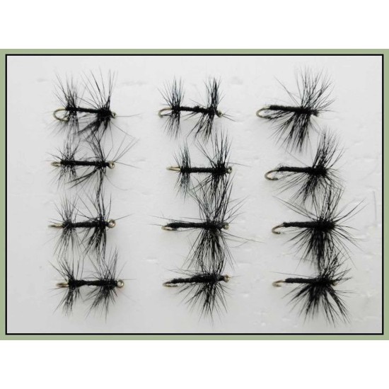 thumbnail image 2 of 6 Knotted Midge Dry Trout Flies – Choice Of Sizes – Fly Fishing (Black, Troutflies UK) 2 of 6